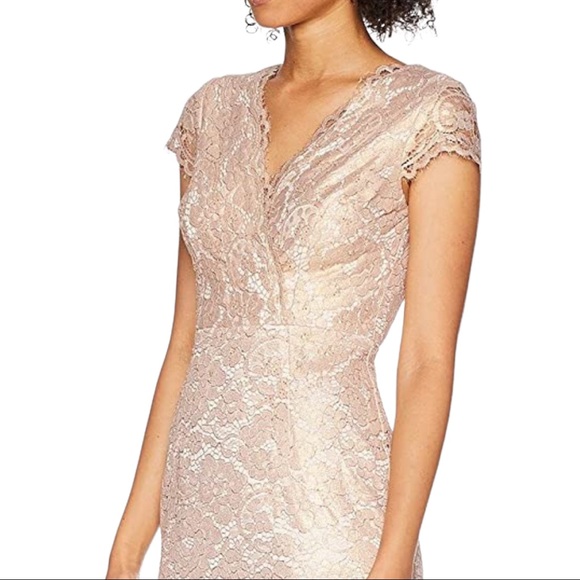 New! Adrianna Papell GOLD Lace Beaded boutique Gown - Picture 5 of 10